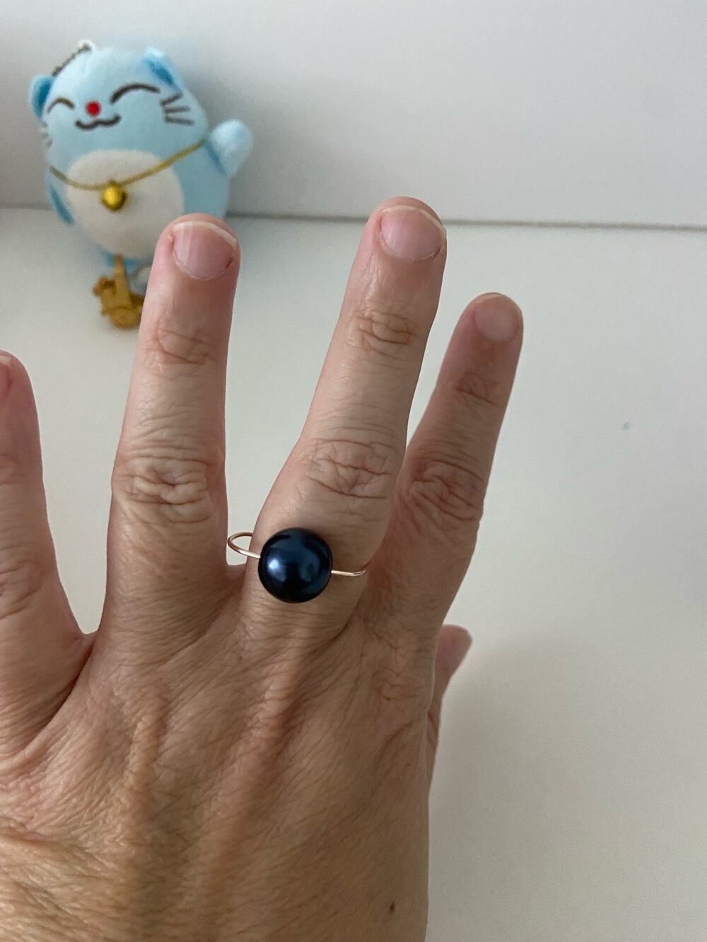 black bead wire ring size 7.5